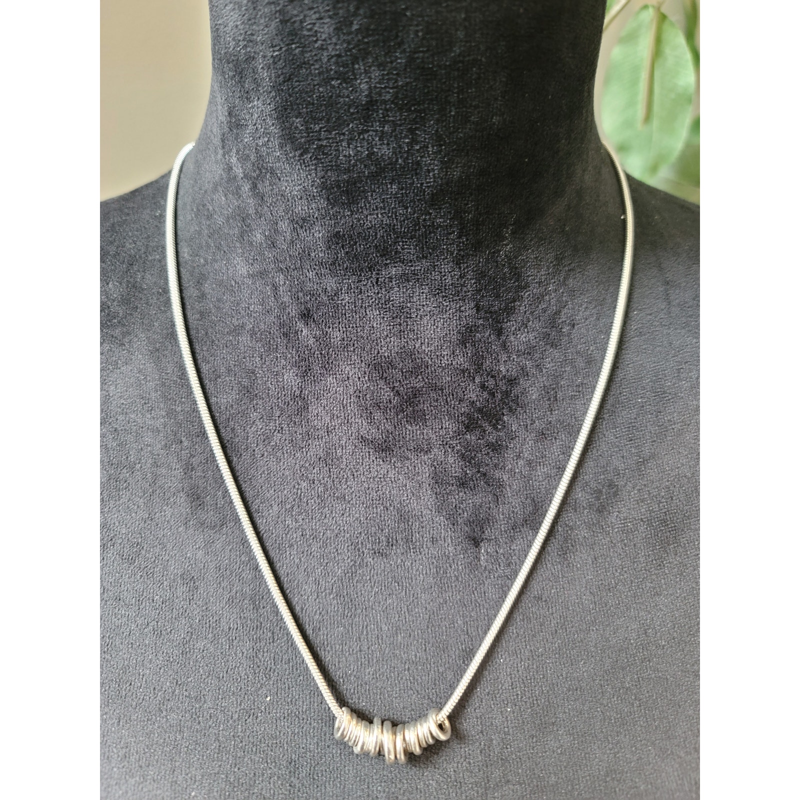 Chico’s Silver-Tone Snake Chain Necklace With Spacer Beads Adjustable Jewelry